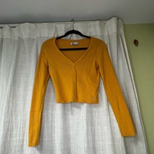 Yellow hollister cardigan